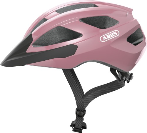 Kask Abus Macator shiny rose (różowy) - rzut z perspektywy przedniej z wentylacją