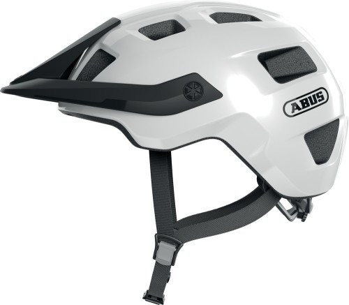 Kask Abus MOTRIP shiny white (biały) - widok profilowy kasku rowerowego
