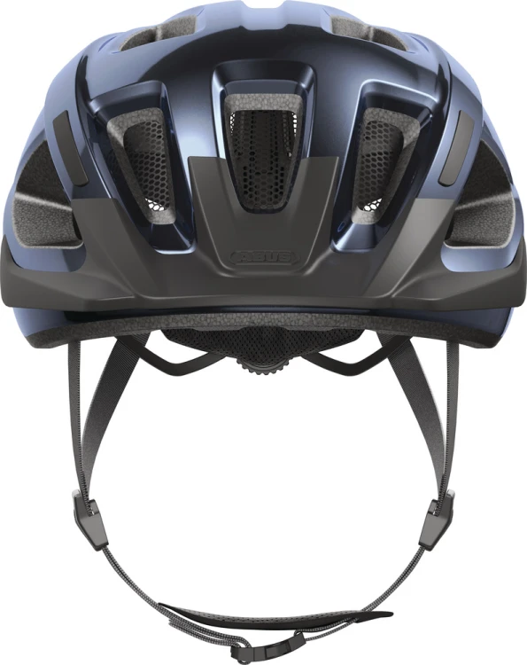 Kask Abus Aduro 3.0 midnight blue (ciemnoniebieski) - widok frontalny z kanałami powietrznymi i siatką przeciw owadom