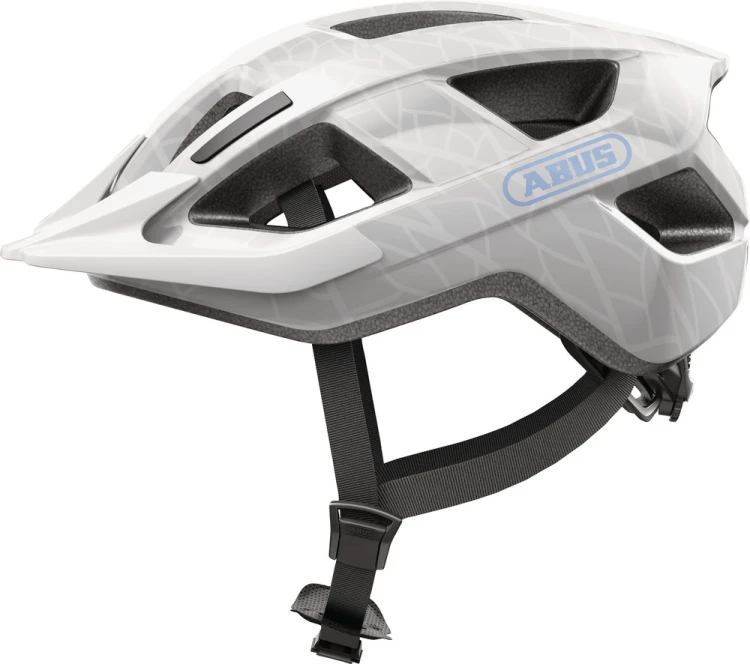Kask Abus Aduro 3.0 white art (biały) - widok profilowy z boku kasku rowerowego