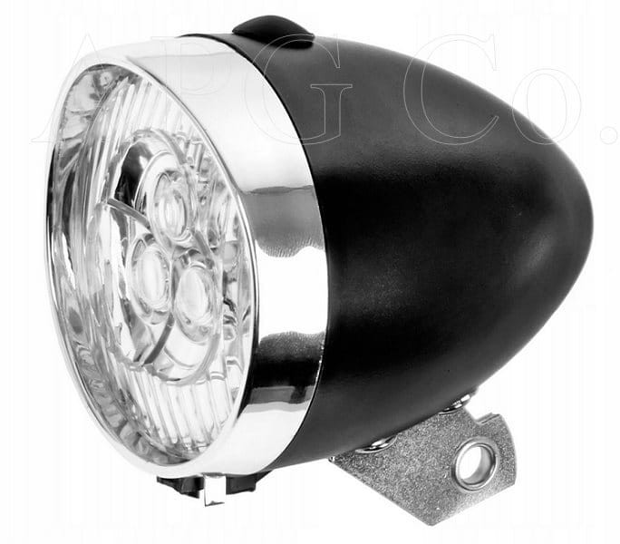 Czarna przednia lampka rowerowa JY-592 wyposażona w 3 jasne diody LED.