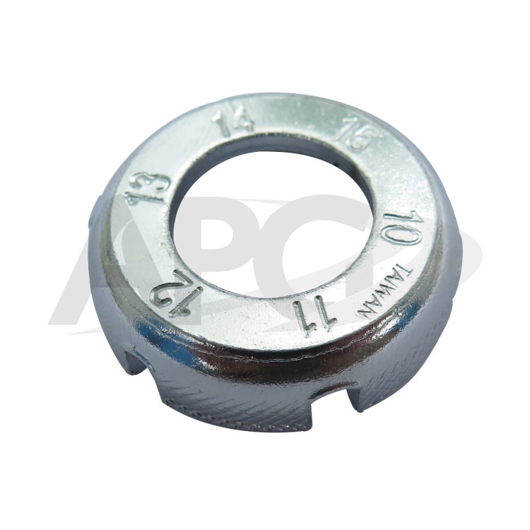 Okrągły, stalowy klucz do szprych 2K BT-03 obsługujący różne rozmiary nypli.