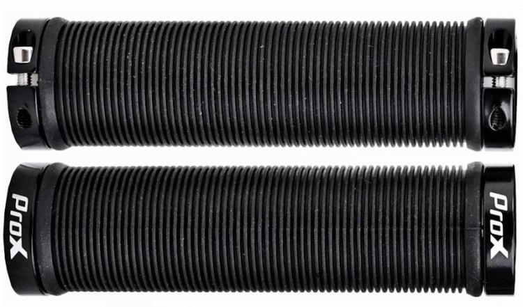 Czarne skręcane chwyty kierownicy ProX GP-51 z lamelową fakturą