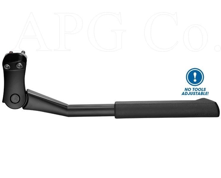 Czarna aluminiowa nóżka rowerowa URSUS Mooi R90 montowana na tylny widelec z rozstawem śrub 18mm.