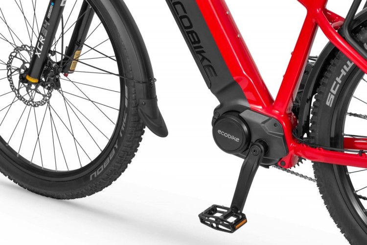 Rower elektryczny Ecobike RX500 SUV czarno-czerwony tarcza hamulcowa