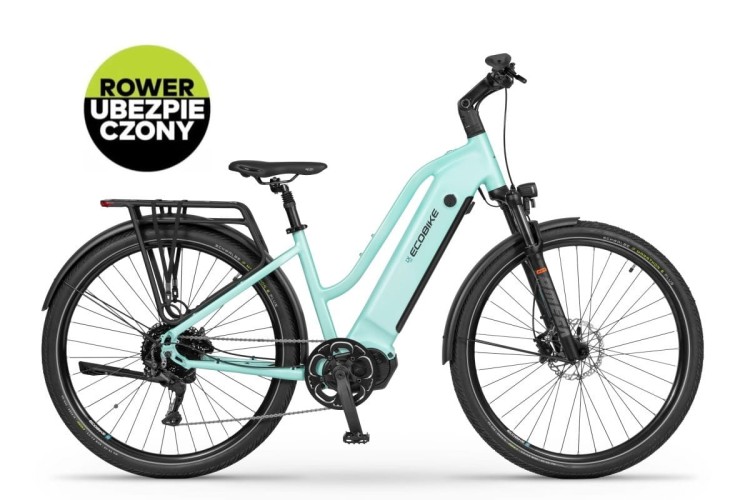 Rower elektryczny Ecobike LX500 mint z niskim przekrokiem