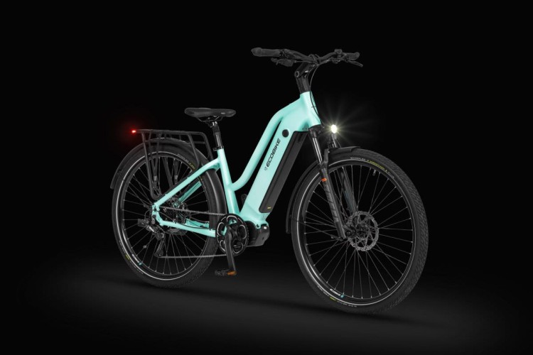 Rower elektryczny Ecobike LX500 miętowy oświetlenie przód