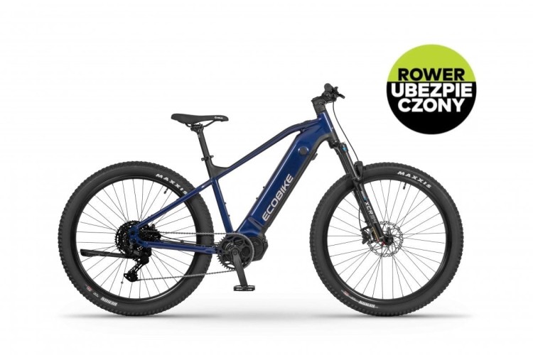 Niebieski rower elektryczny górski Ecobike RX 500