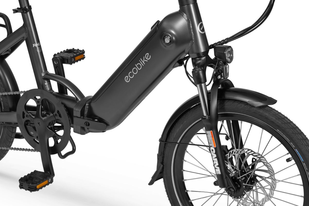 Kolorowy wyświetlacz Bafang DP C080 i mechanizm składania w Ecobike Rhino