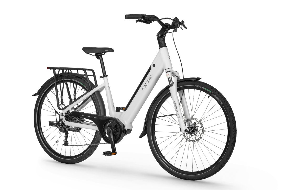 Biały rower elektryczny Ecobike LX 100 17 cali