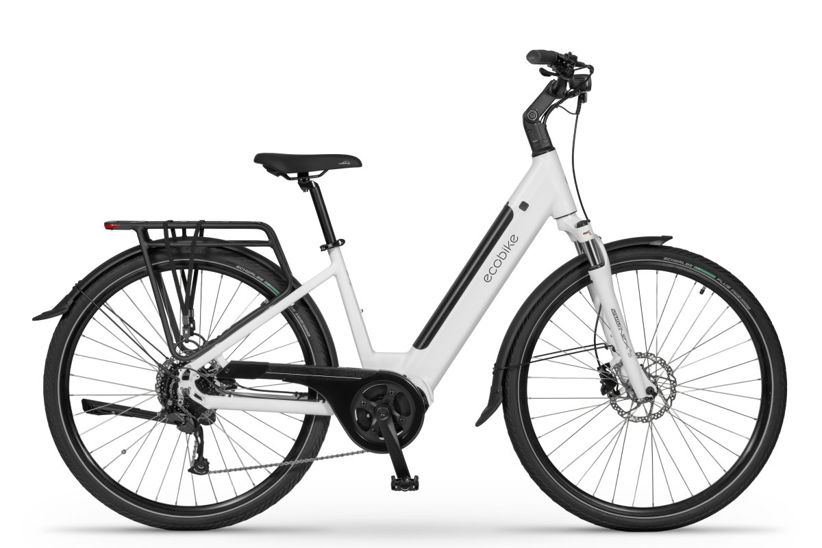 Rower elektryczny miejski ECOBIKE LX100 z silnikiem centralnym biały