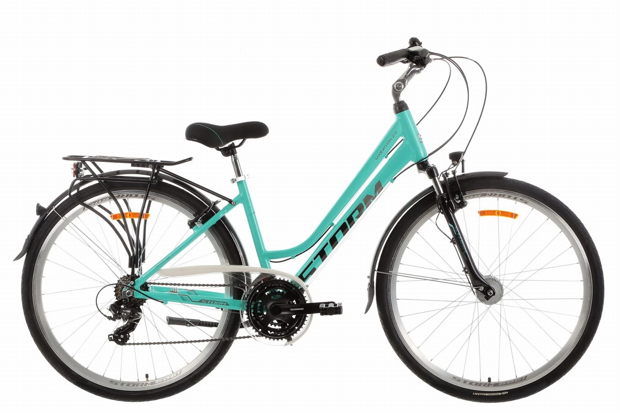 Rower trekkingowy Storm Marathon 2.0 Lady turkusowy z prądnicą